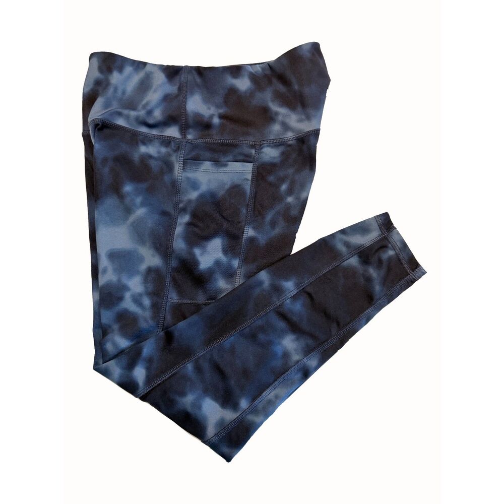 Danskin Blue Tie Dye High Waist Pocket Leggings Large